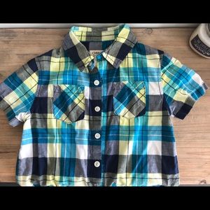Cherokee Boys' Plaid Short Sleeve Button Down